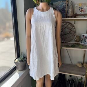 United Colors of Benetton 100% Pure Linen White Sleeveless Mini Dress, Small